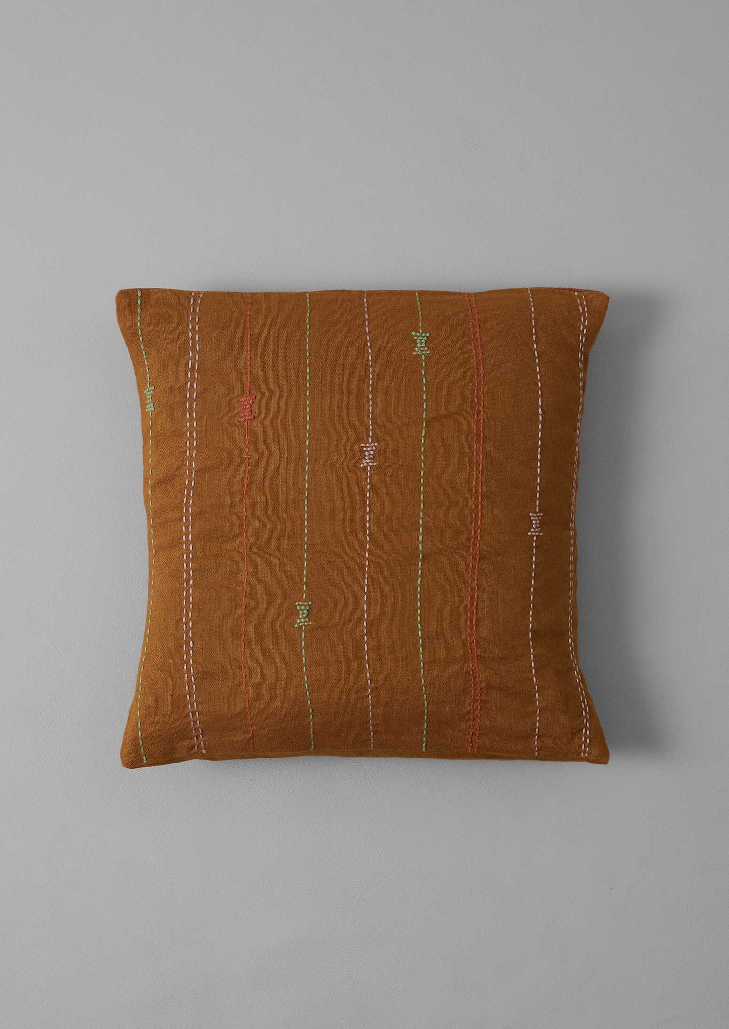 Basri Hand Embroidered Cushion Cover | Deep Honey