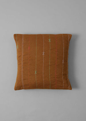Basri Hand Embroidered Cushion Cover | Deep Honey