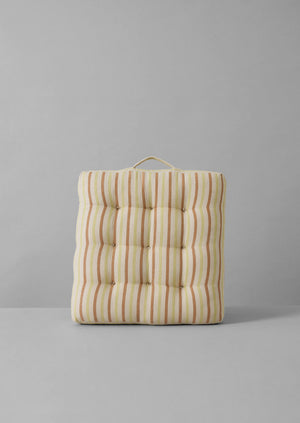 Hand Woven Stripe Seat Cushion | Ecru/Washed Lime