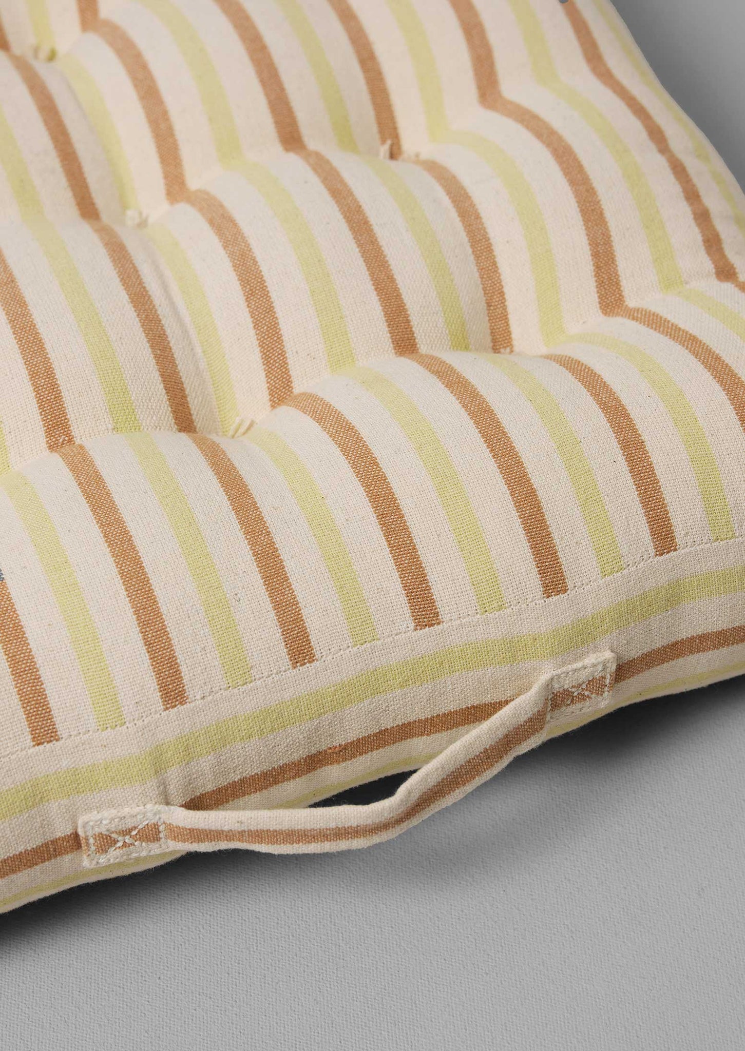Hand Woven Stripe Seat Cushion | Ecru/Washed Lime