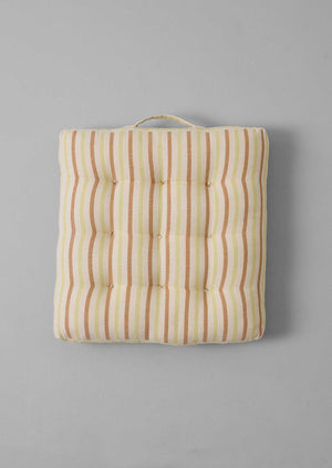 Hand Woven Stripe Seat Cushion | Ecru/Washed Lime