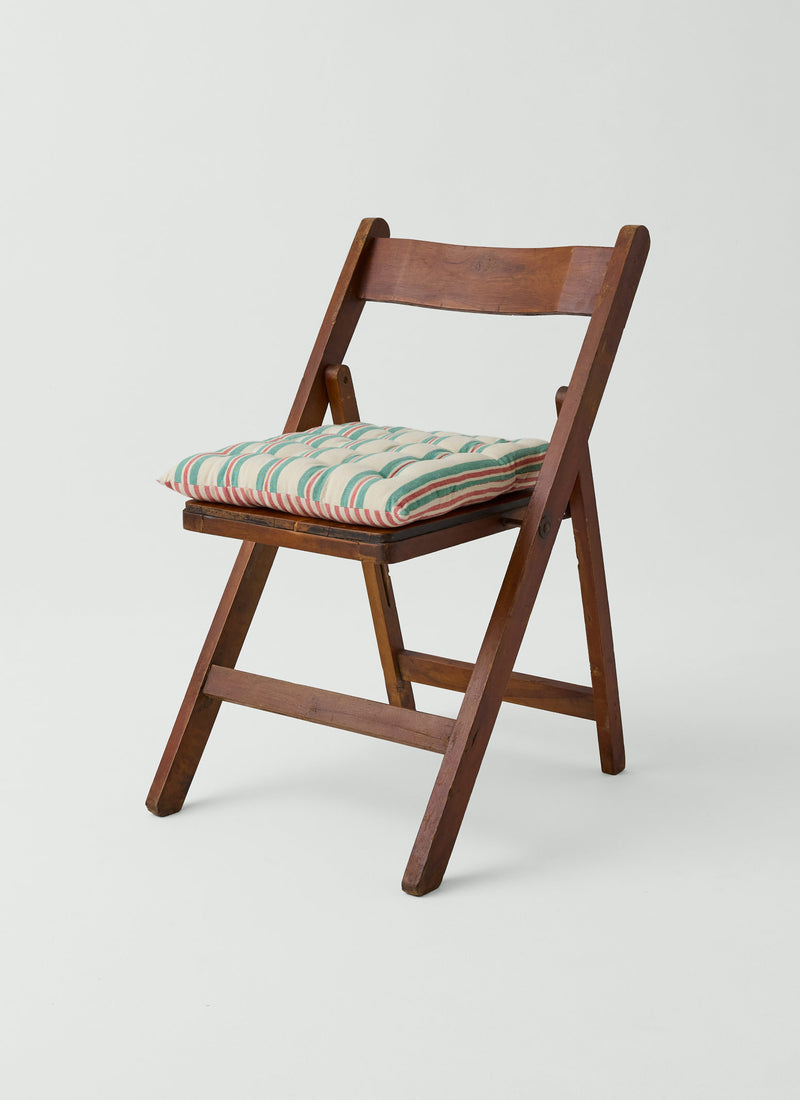 Market Stripe Hand Woven Seat Pad | Basil/Poppy