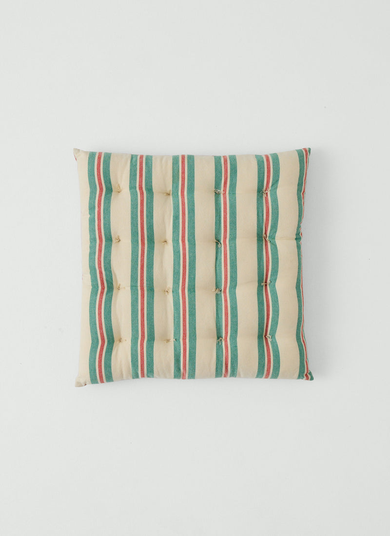 Market Stripe Hand Woven Seat Pad | Basil/Poppy