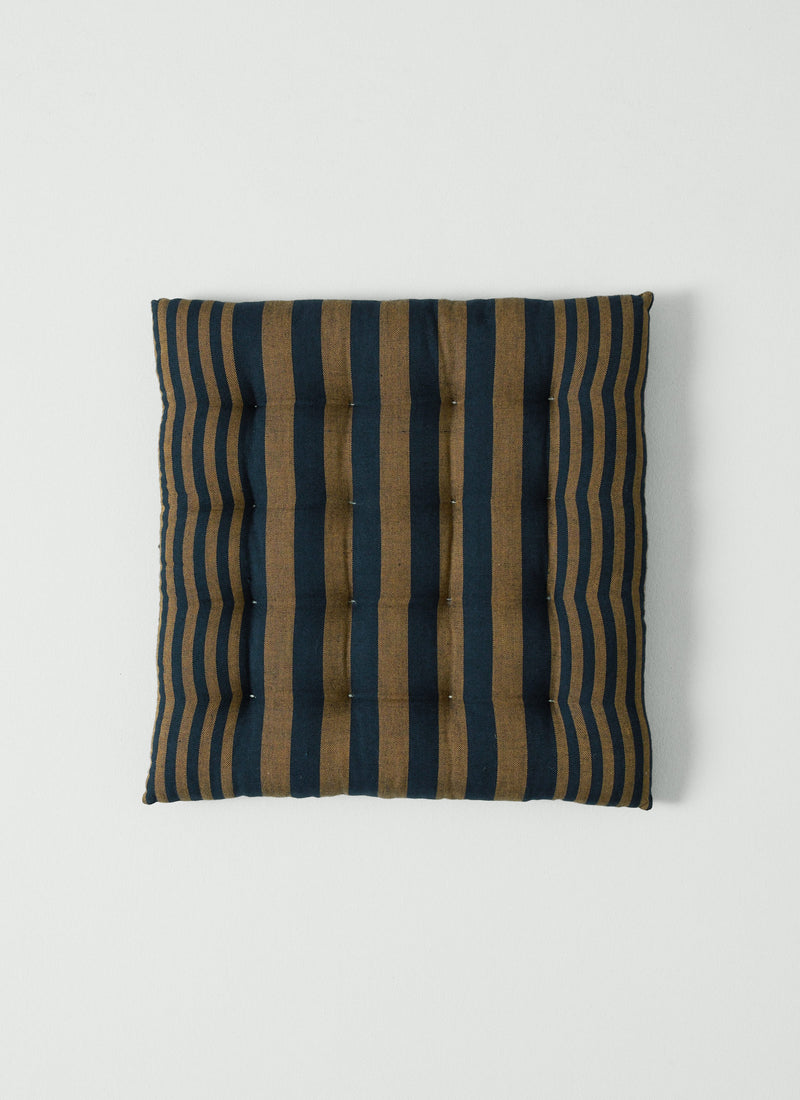 Cecile Stripe Chair Cushion | Olive/Smock Blue