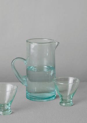 Handled Moroccan Glass Jug | Clear