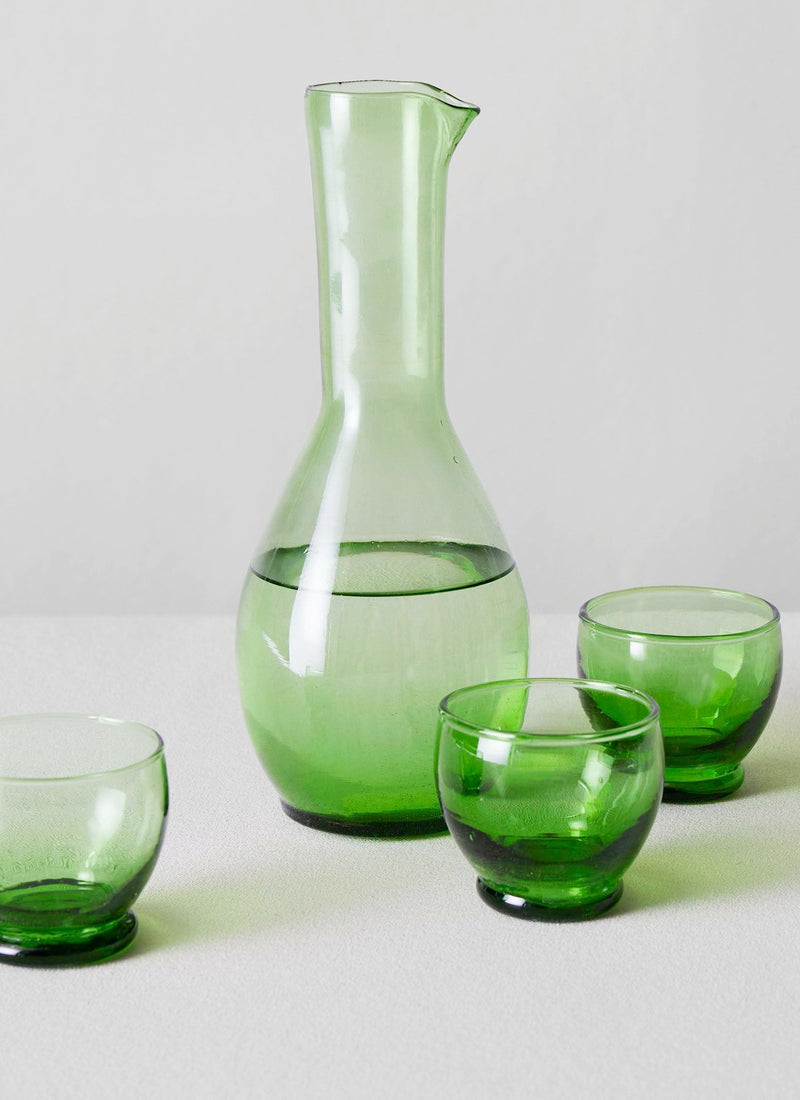 Moroccan Glass Carafe | Green