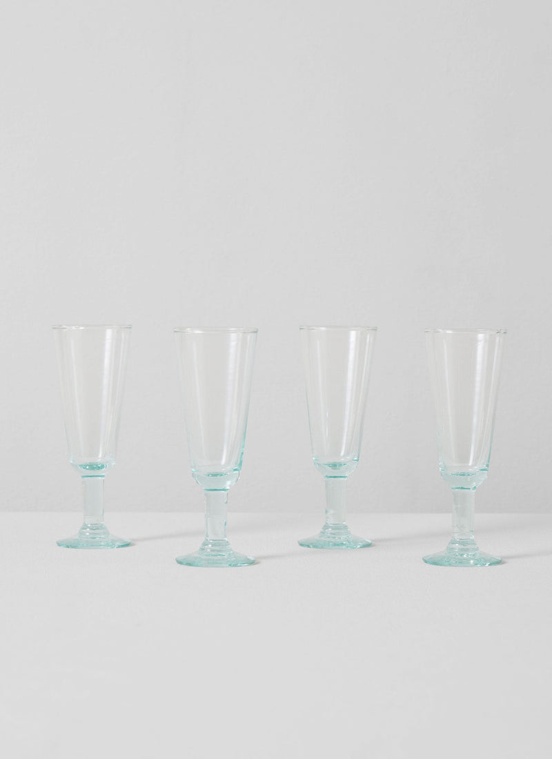 Recycled Bolivian Champagne Glasses Set | Clear