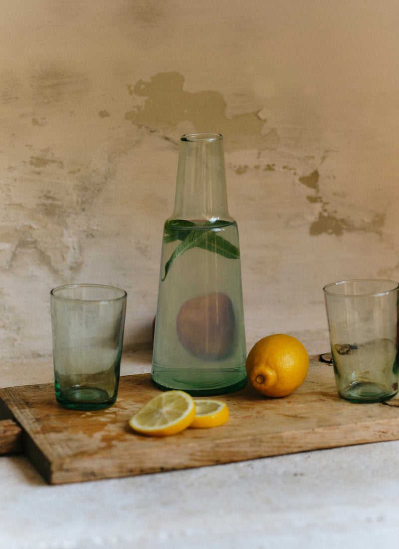 Recycled Glass Carafe And Glass Set | Clear