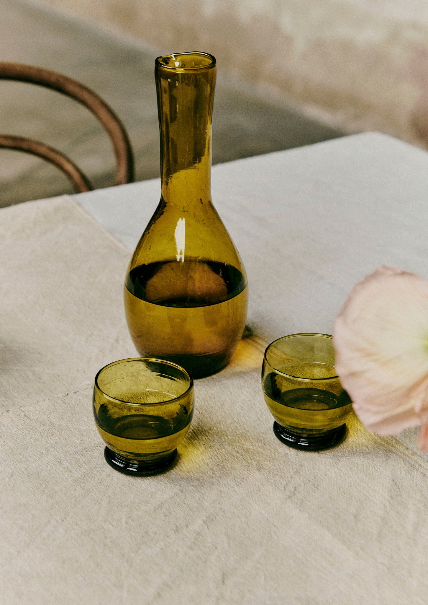 Rounded Moroccan Glasses Set | Amber