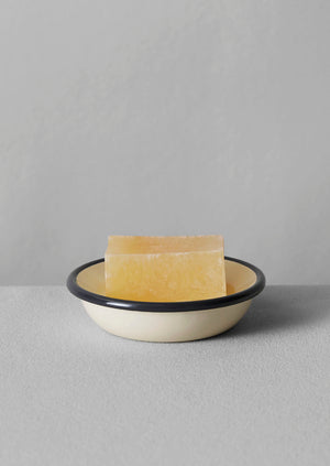 Enamel Soap Dish | Ecru/Dark Grey