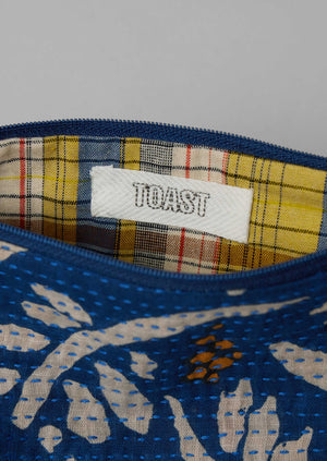 Remnant Fabric Kantha Pouch | Vibrant Blue/Mimosa