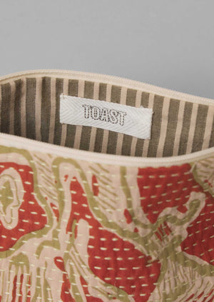 Remnant Fabric Kantha Pouch | Mango/Kelp