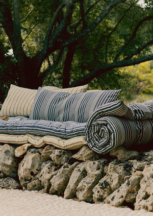 Hand Woven Stripe Summer Mattress | Ecru/Indigo