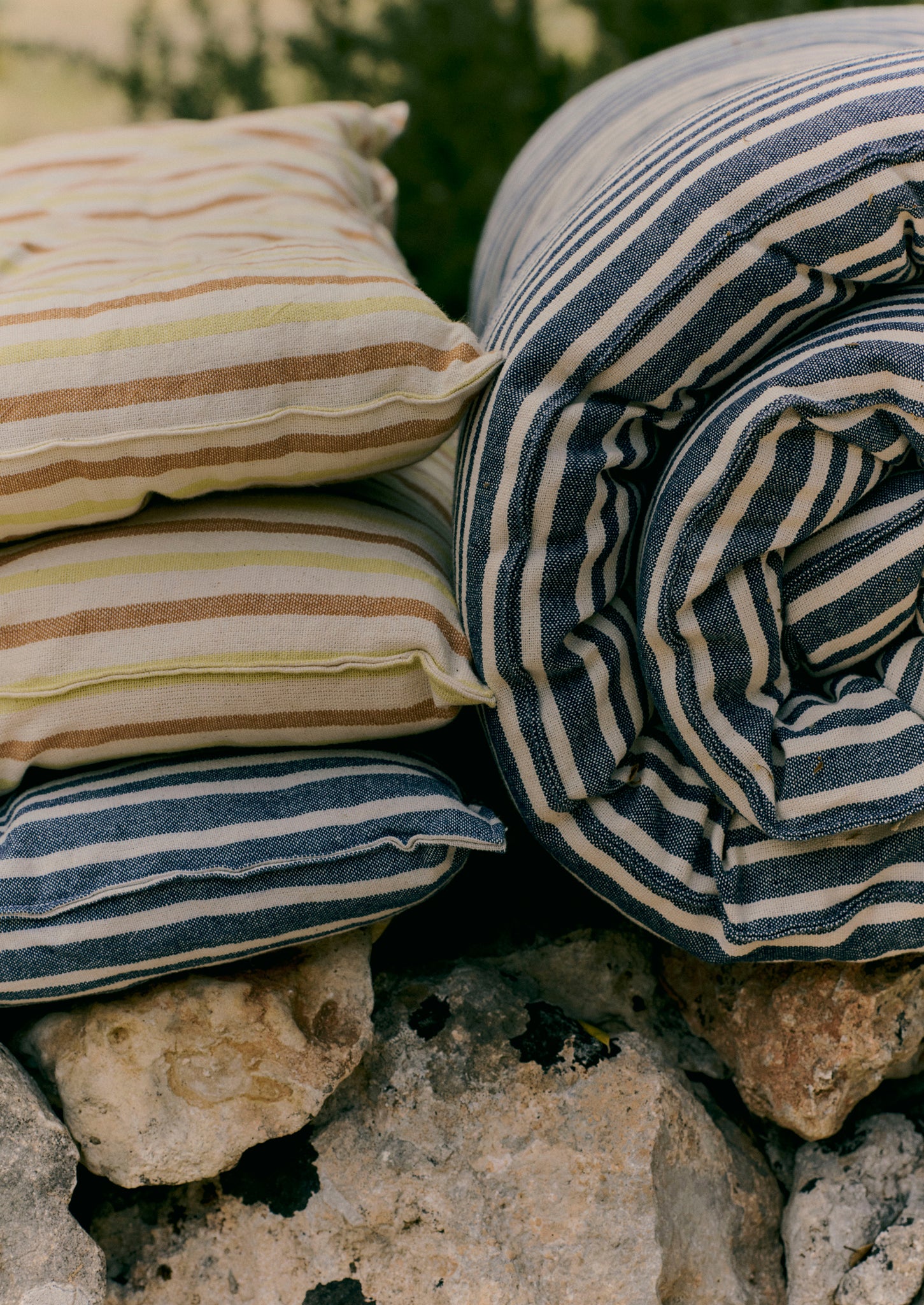 Hand Woven Stripe Summer Mattress | Ecru/Indigo
