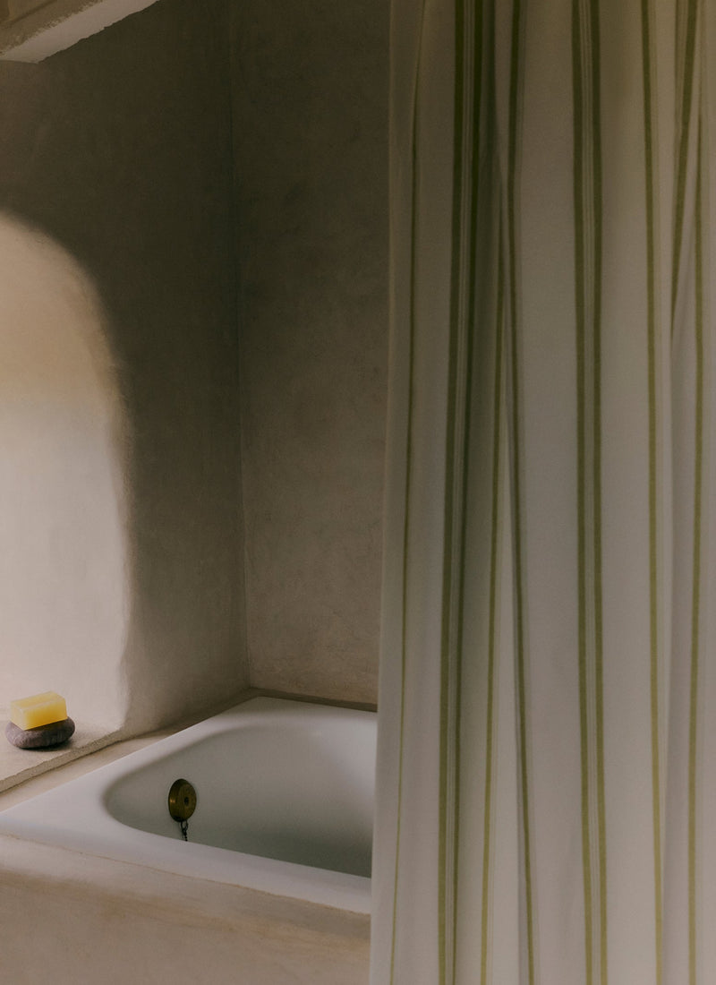 Sail Stripe Shower Curtain | Chalk/Fern