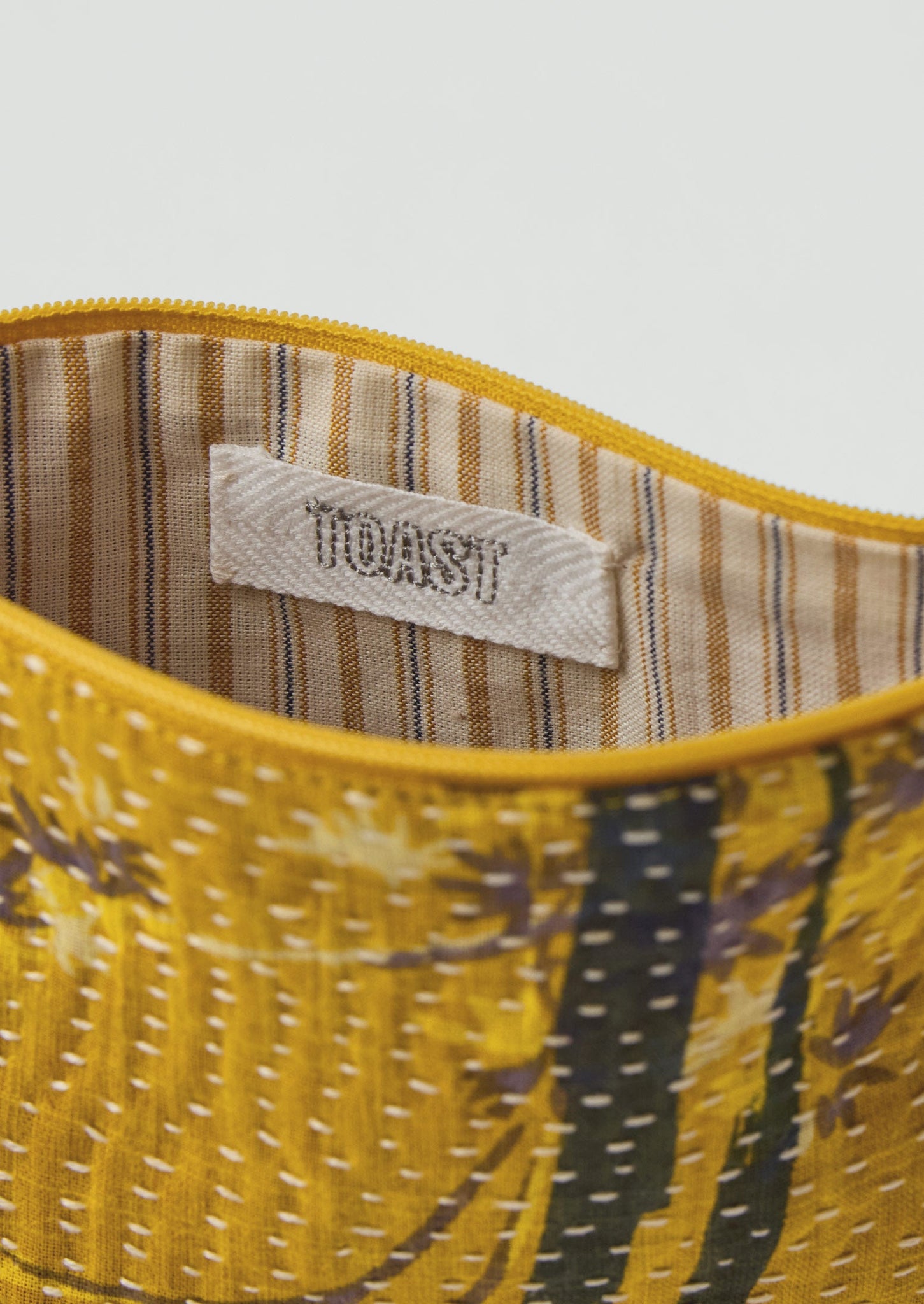 Remnant Fabric Kantha Pouch | Sunflower/Lilac