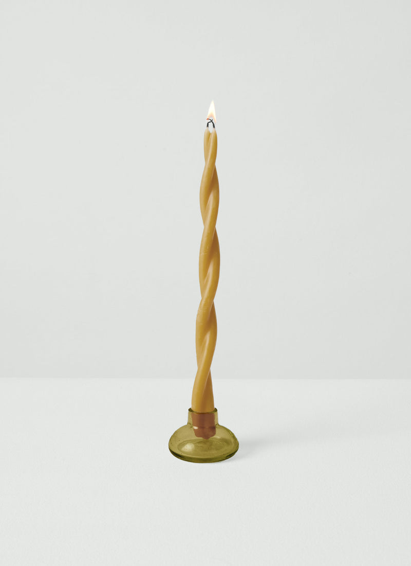Hand Blown Glass Candle Holder | Olive