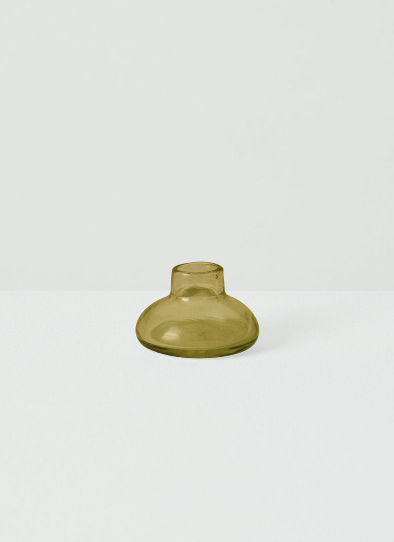 Hand Blown Glass Candle Holder | Olive
