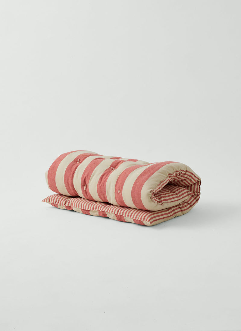 Hand Woven Market Stripe Summer Mattress | Bright Red/Ecru
