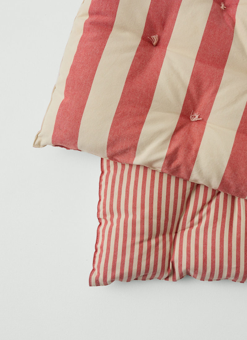 Hand Woven Market Stripe Summer Mattress | Bright Red/Ecru