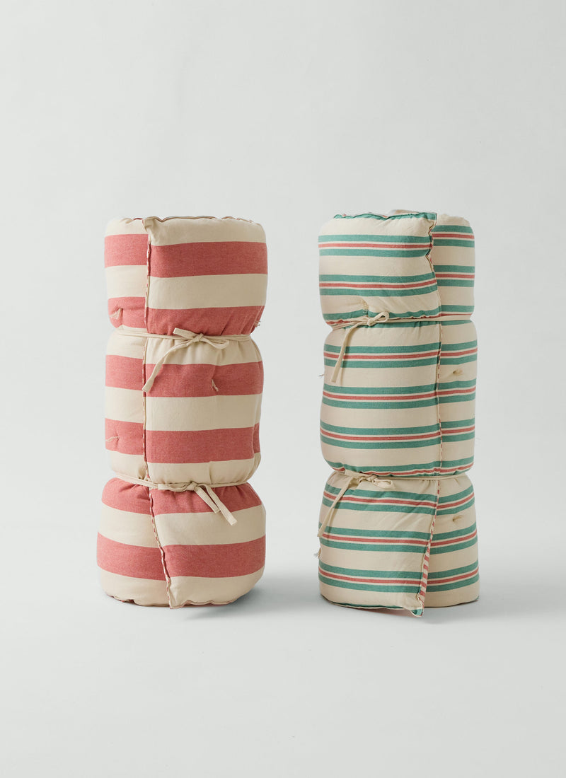 Hand Woven Market Stripe Summer Mattress | Bright Red/Ecru
