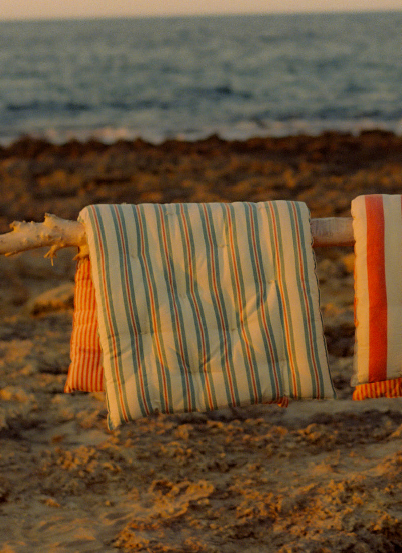 Hand Woven Market Stripe Summer Mattress | Basil/Poppy