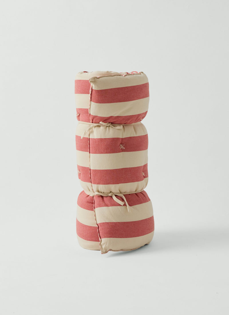 Hand Woven Market Stripe Summer Mattress | Bright Red/Ecru