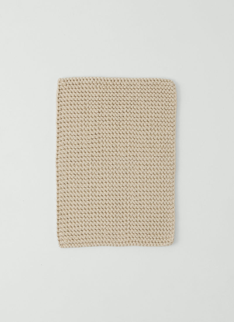 Hand Knitted Cotton Bath Mat | Ecru