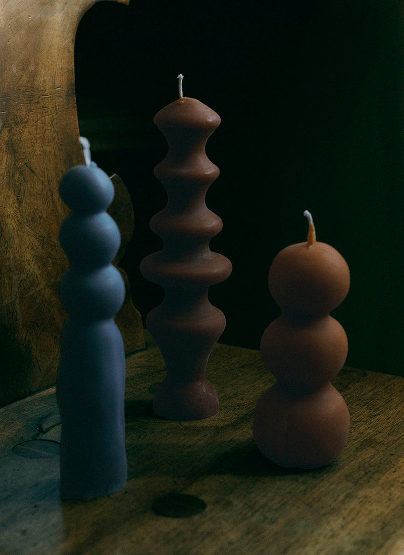 Astral Sculptural Beeswax Candle | Ice Blue