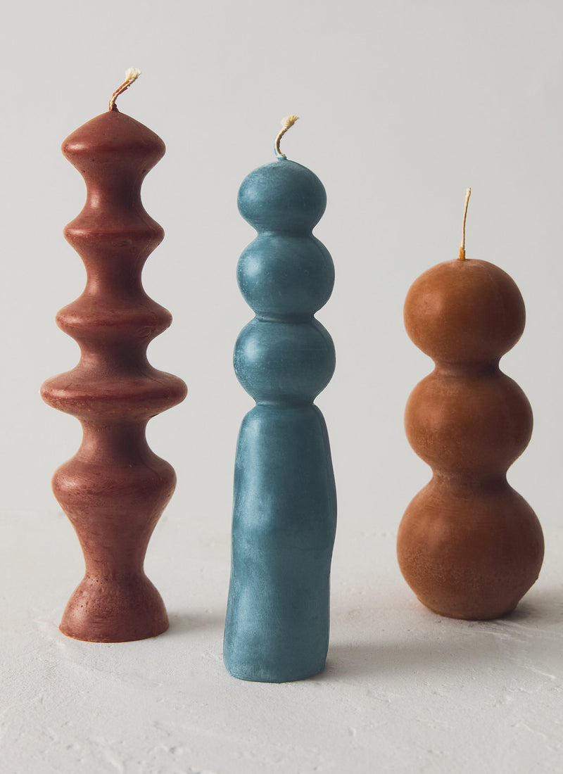 Astral Sculptural Beeswax Candle | Ice Blue