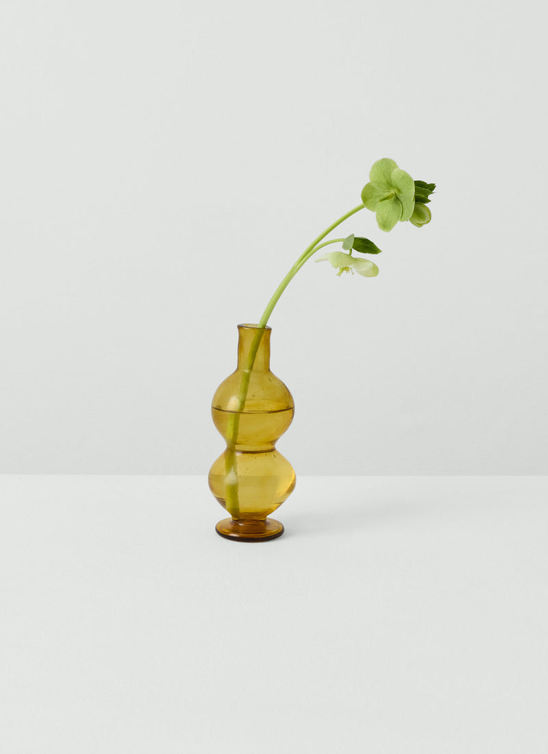 Hand Blown Small Bubble Glass Vase | Amber