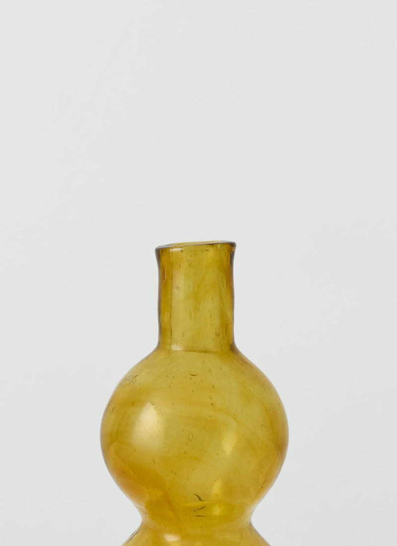 Hand Blown Small Bubble Glass Vase | Amber