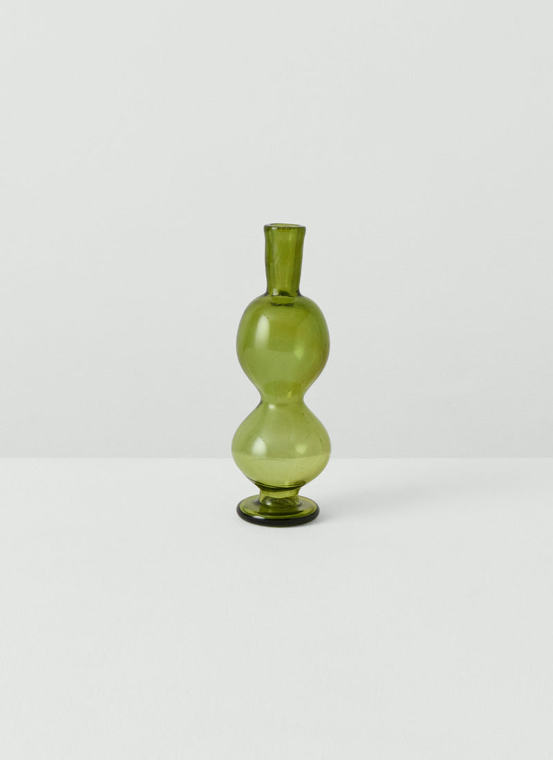 Hand Blown Medium Bubble Glass Vase | Olive