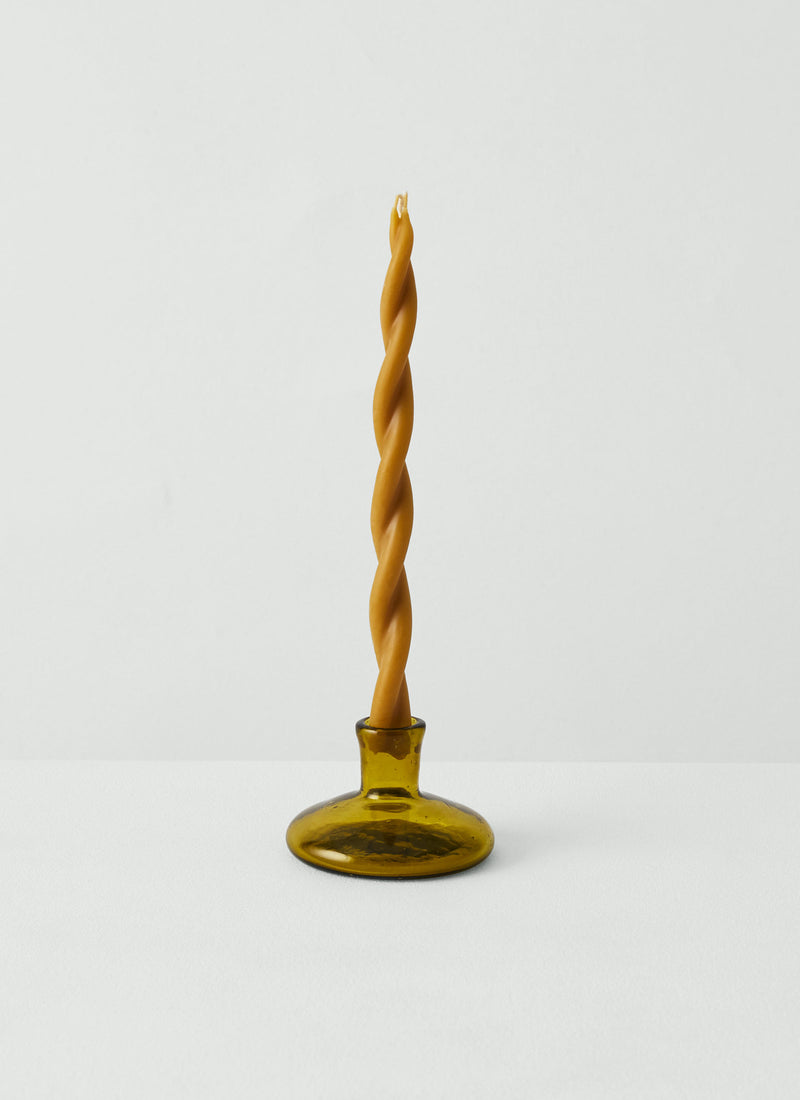 Hand Blown Large Glass Candle Holder | Amber