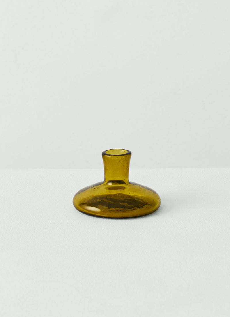 Hand Blown Large Glass Candle Holder | Amber