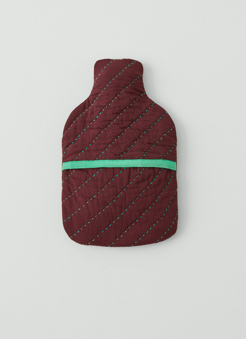 Star Patchwork Hot Water Bottle Cover | Mulberry/Ochre