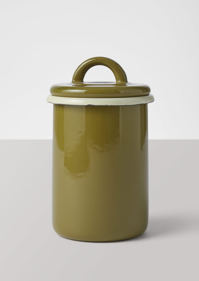 Enamel Storage Jar | Olive