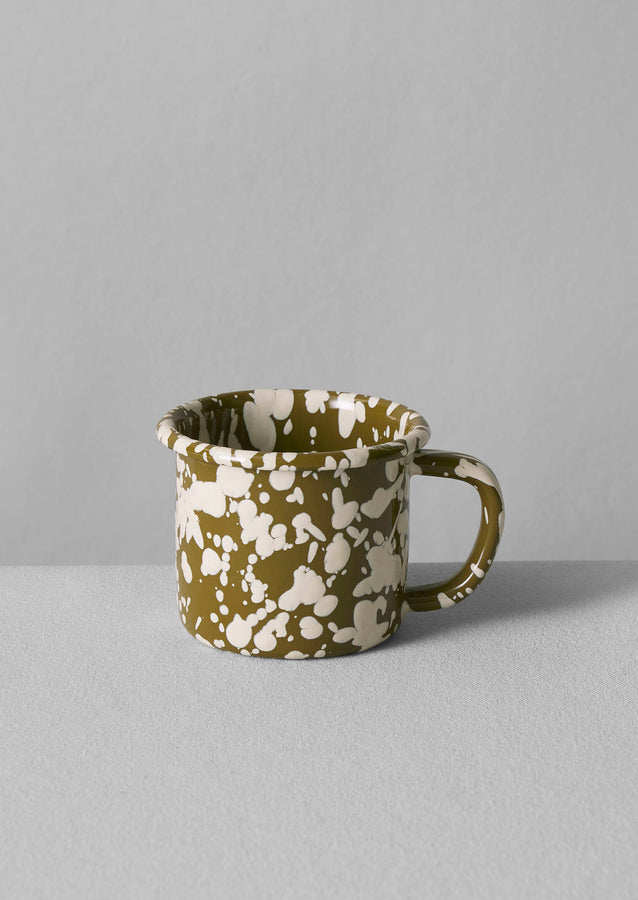 Splatter Enamel Mug | Olive/Ecru