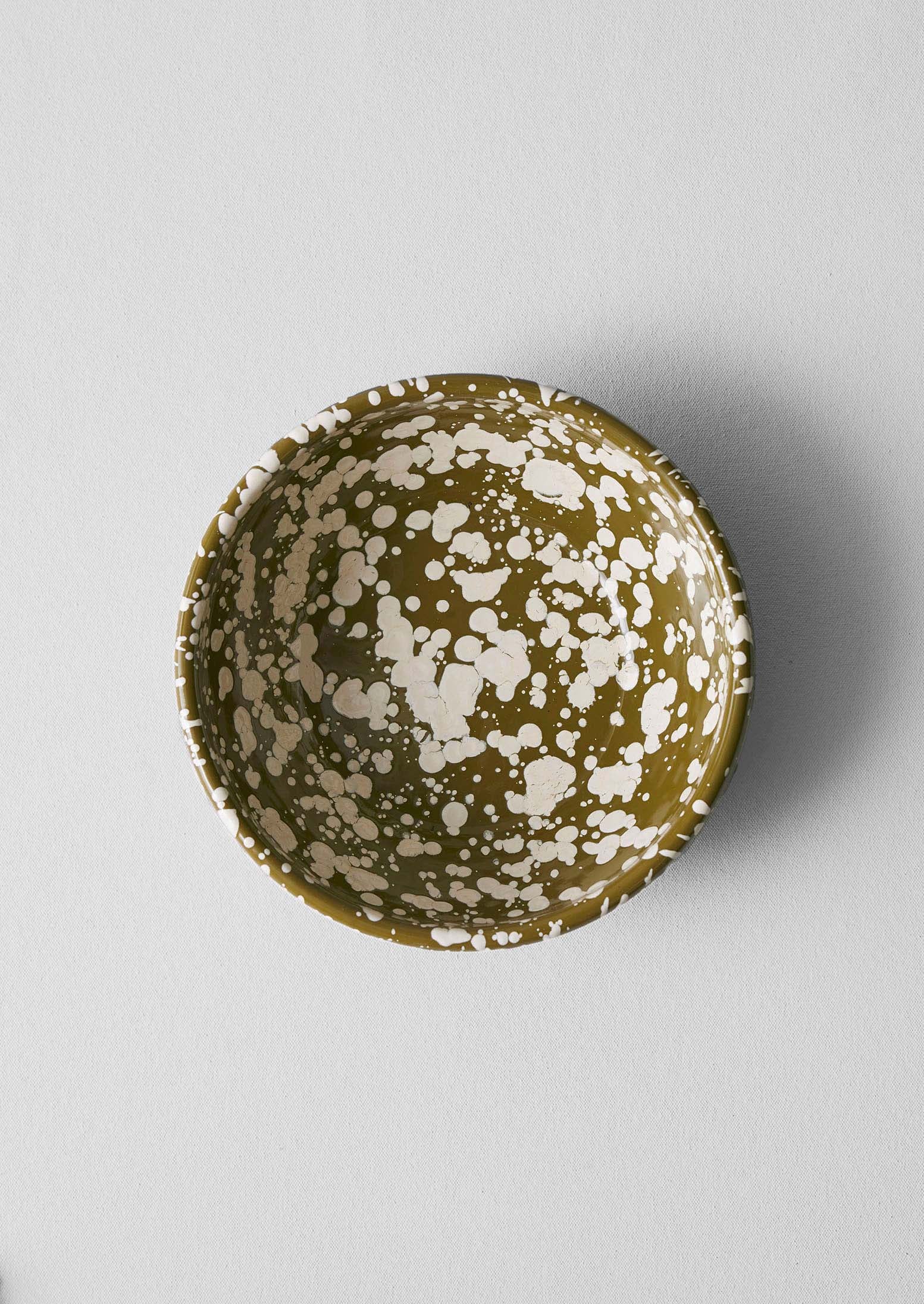 Splatter Enamel Salad Bowl | Olive/Ecru | TOAST