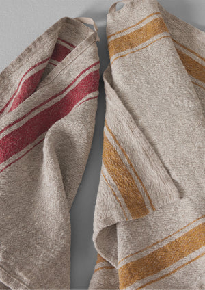 Provencal Stripe Linen Tea Towel | Natural/Mustard
