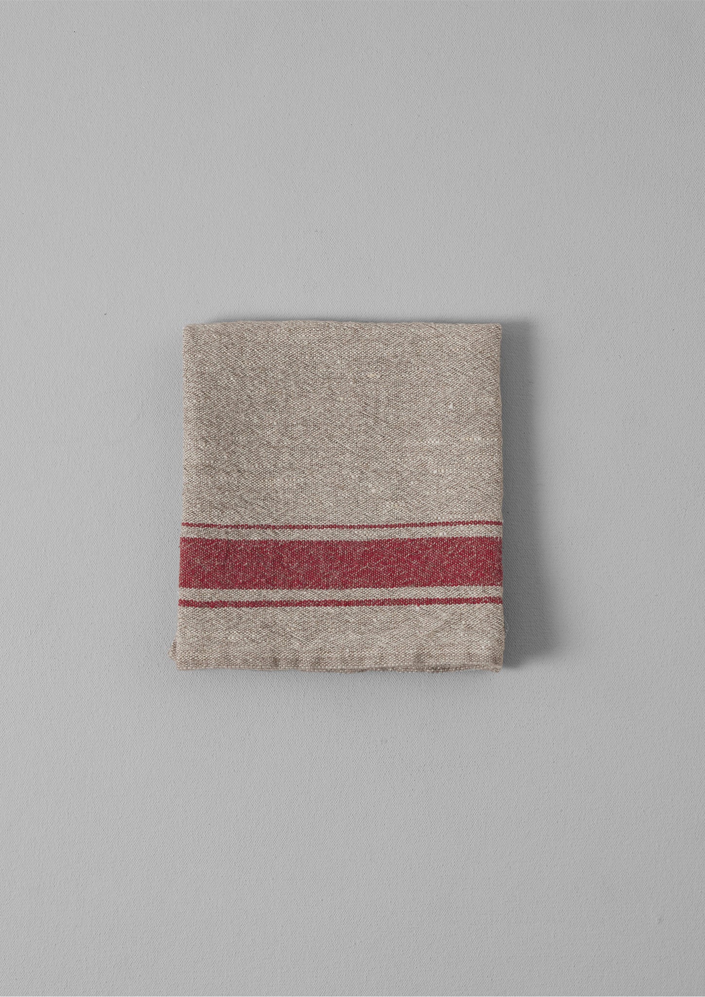 Provencal Stripe Linen Tea Towel | Natural/Red