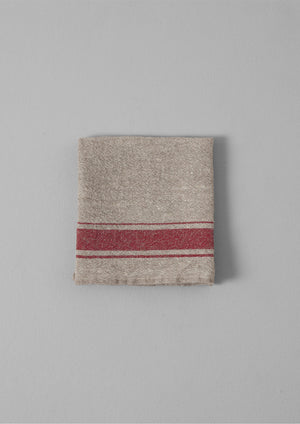 Provencal Stripe Linen Tea Towel | Natural/Red