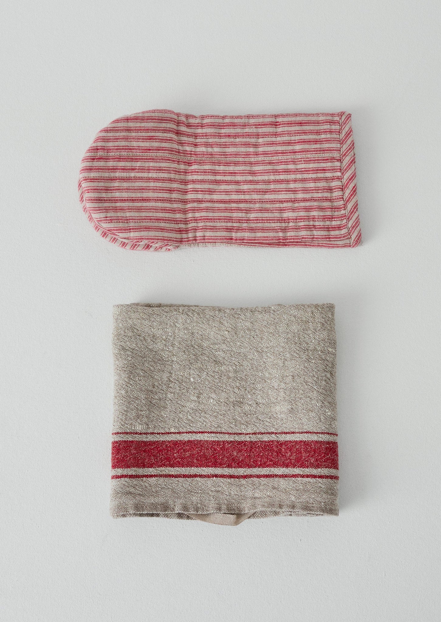 Stripe Linen Oven Glove | Natural/Red