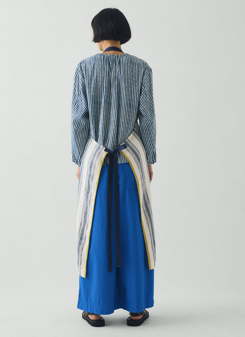 Chef Stripe Linen Apron | Ecru/Multi Blue