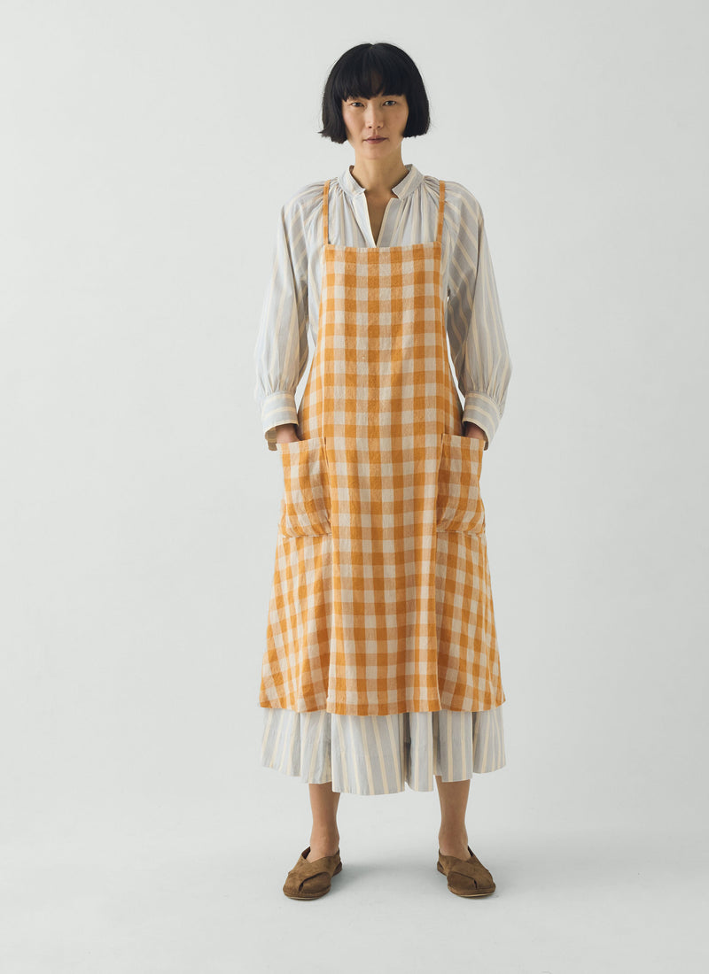 Orchard Check Cross Back Linen Cotton Apron | Mist/Cider