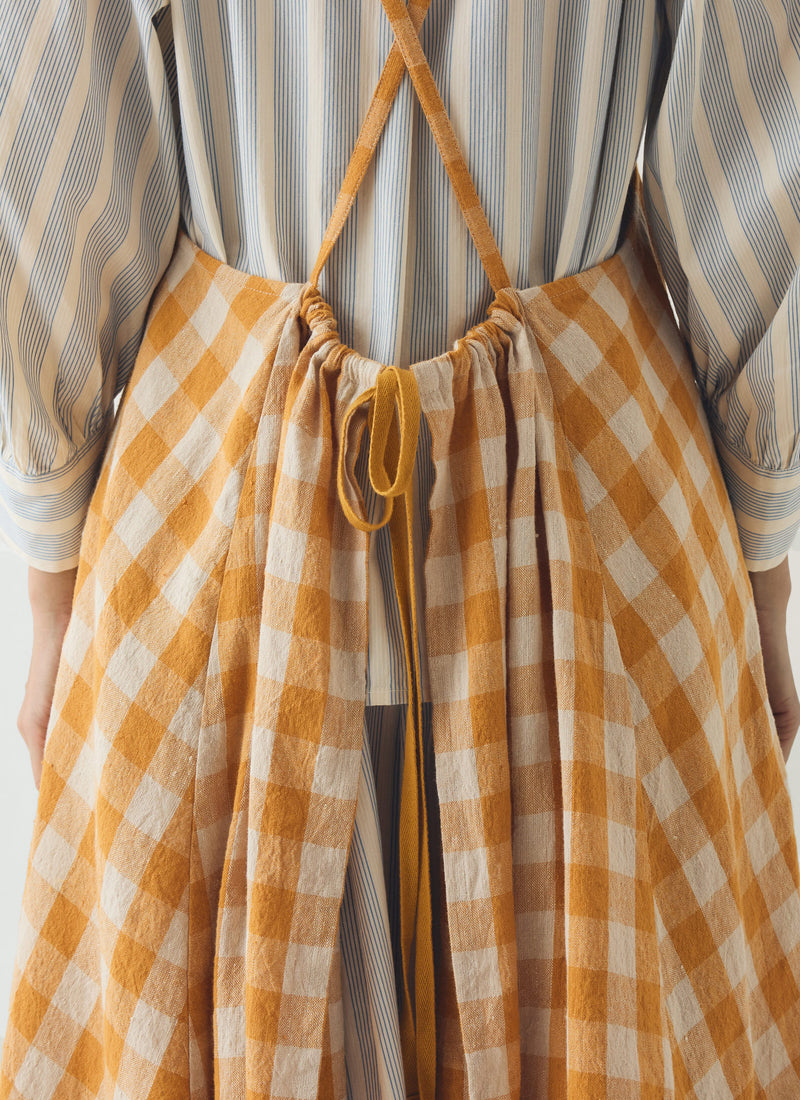 Orchard Check Cross Back Linen Cotton Apron | Mist/Cider