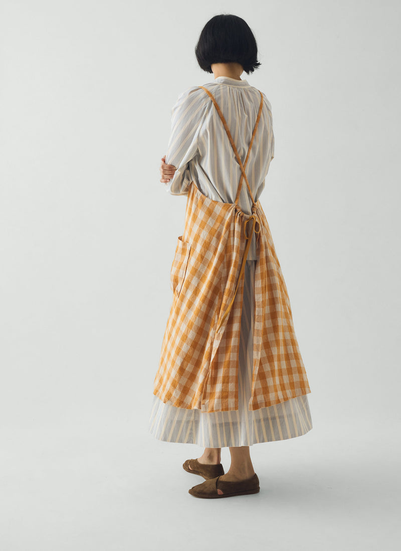 Orchard Check Cross Back Linen Cotton Apron | Mist/Cider