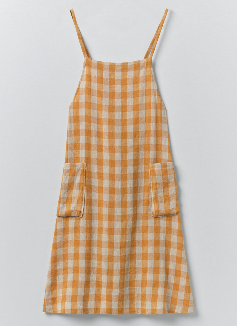 Orchard Check Cross Back Linen Cotton Apron | Mist/Cider