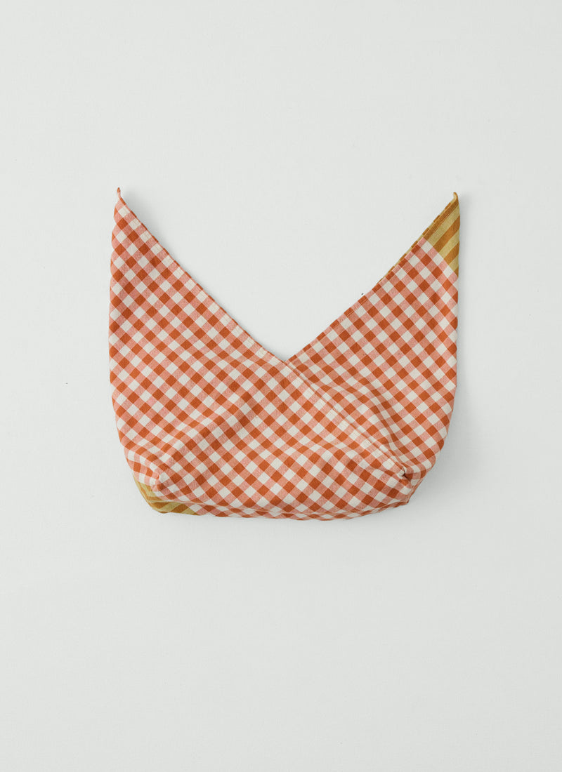Hand Woven Siesta Check Bread Bag | Peach/Bright Olive