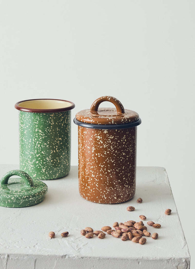 Speckle Enamel Storage Jar | Mint/Cream